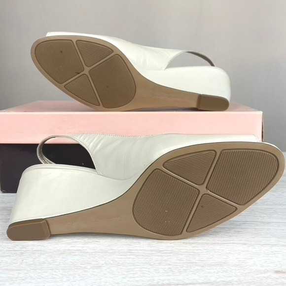 BANDOLINO Ivory Leather Womens (8) Peep Toe Wedge Sling Back Wedding Classic Box - Picture 5 of 7